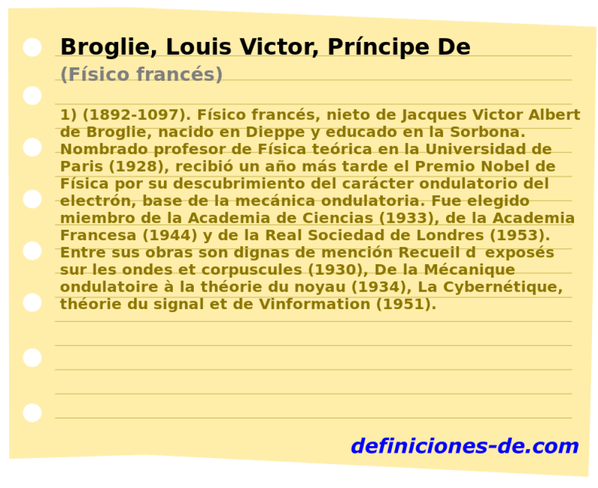 Broglie, Louis Victor, Prncipe De (Fsico francs)