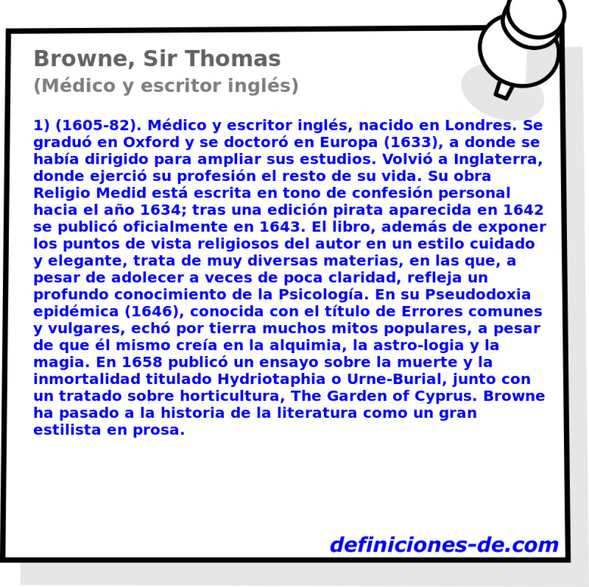 Browne, Sir Thomas (Mdico y escritor ingls)