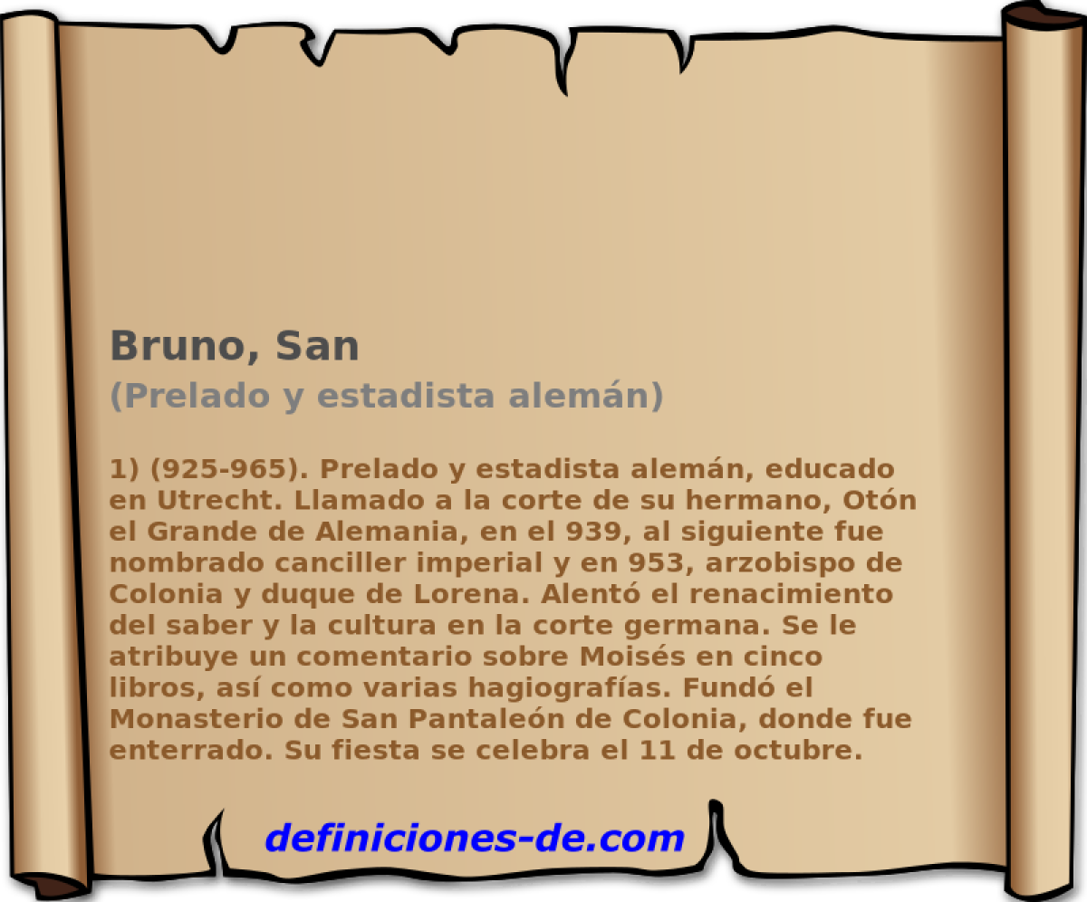 Bruno, San (Prelado y estadista alemn)