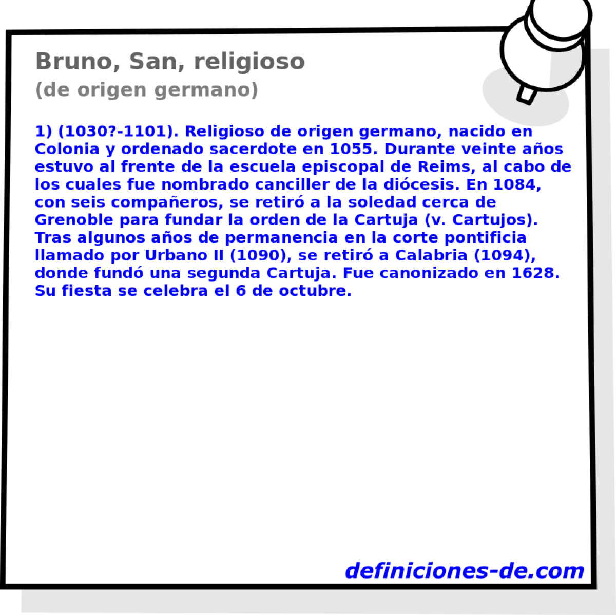 Bruno, San, religioso (de origen germano)