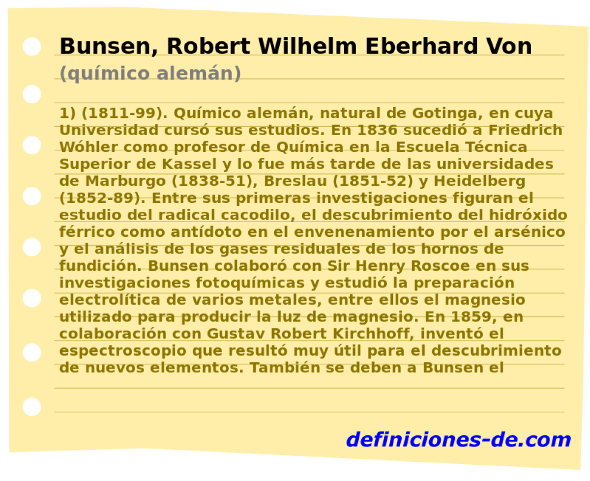 Bunsen, Robert Wilhelm Eberhard Von (qumico alemn)