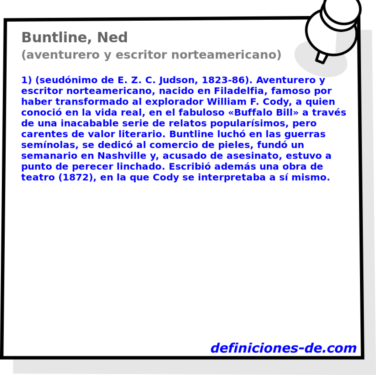 Buntline, Ned (aventurero y escritor norteamericano)