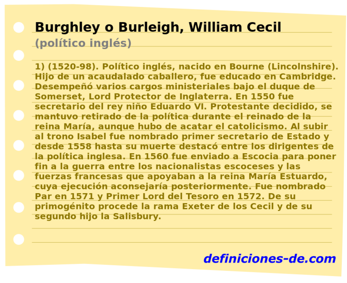 Burghley o Burleigh, William Cecil (poltico ingls)