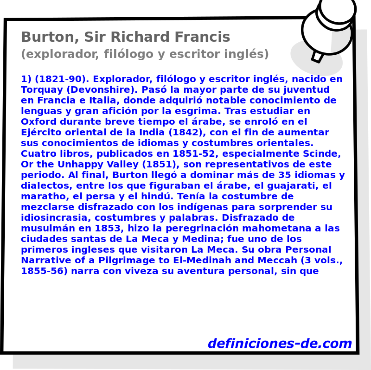 Burton, Sir Richard Francis (explorador, fillogo y escritor ingls)