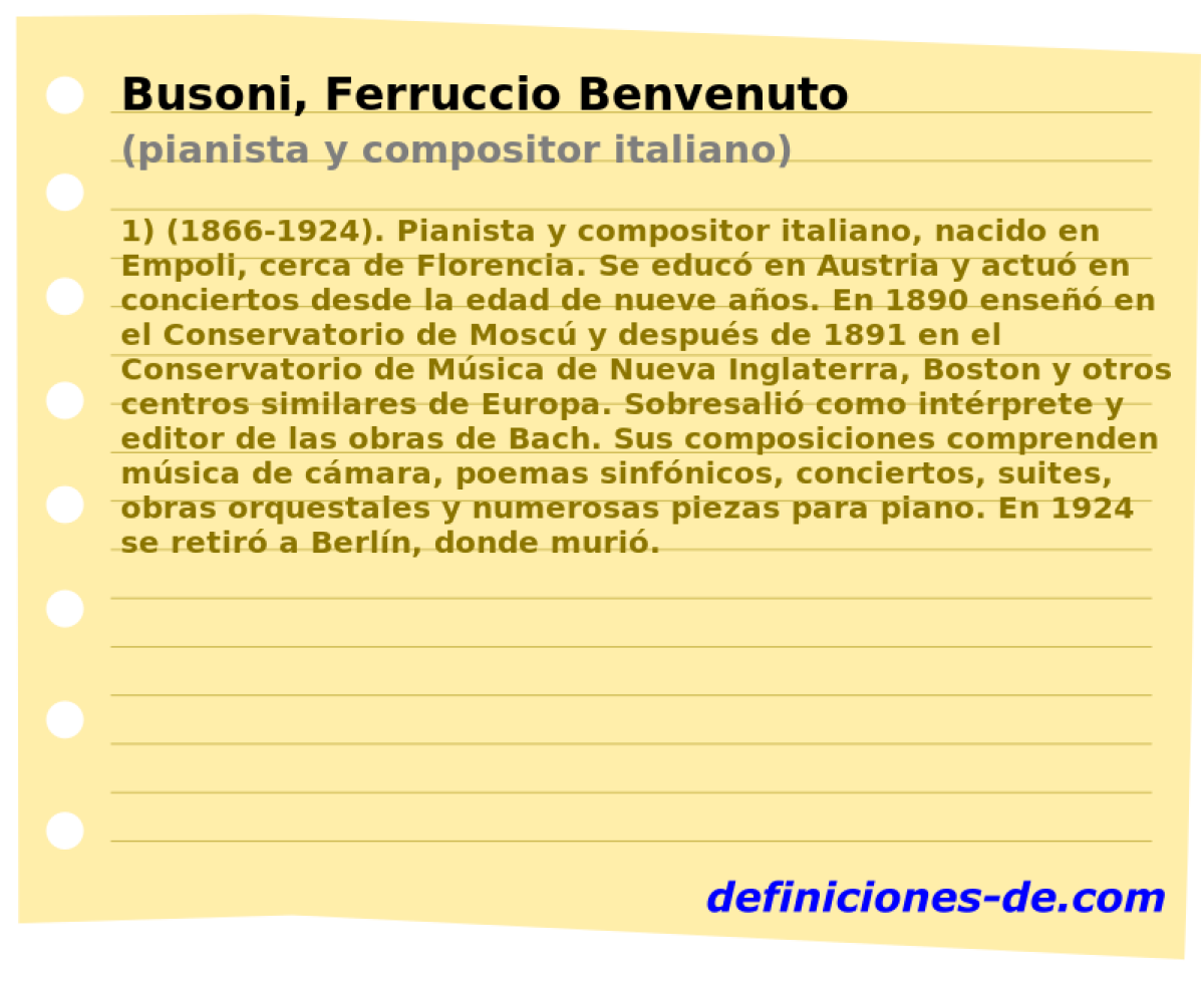 Busoni, Ferruccio Benvenuto (pianista y compositor italiano)