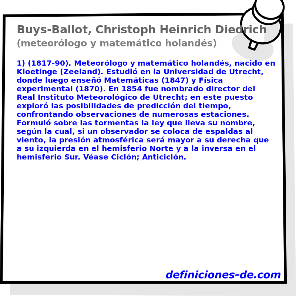 Buys-Ballot, Christoph Heinrich Diedrich (meteorlogo y matemtico holands)