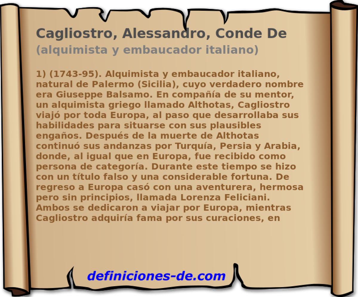 Cagliostro, Alessandro, Conde De (alquimista y embaucador italiano)