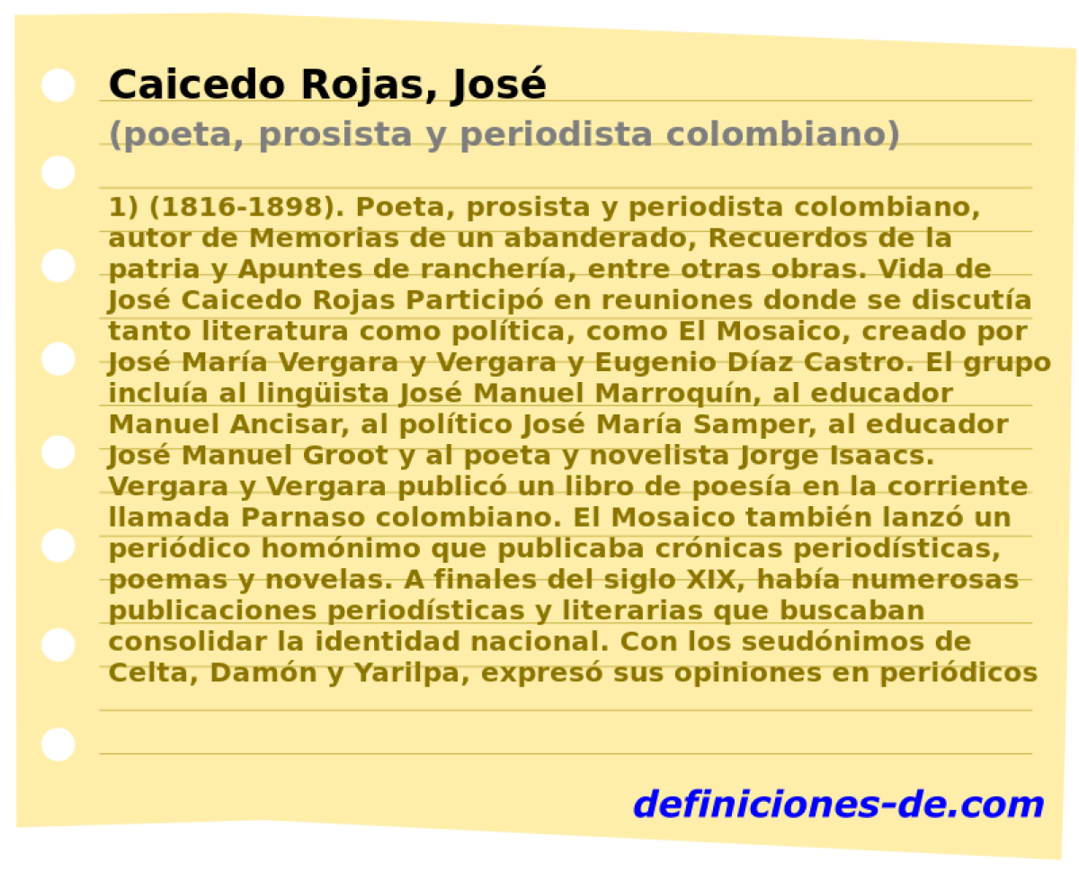 Caicedo Rojas, Jos (poeta, prosista y periodista colombiano)