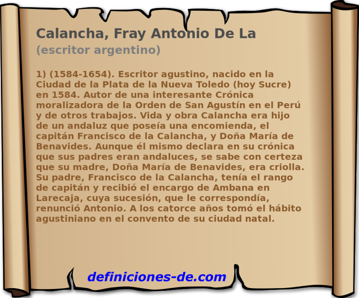 Calancha, Fray Antonio De La (escritor argentino)