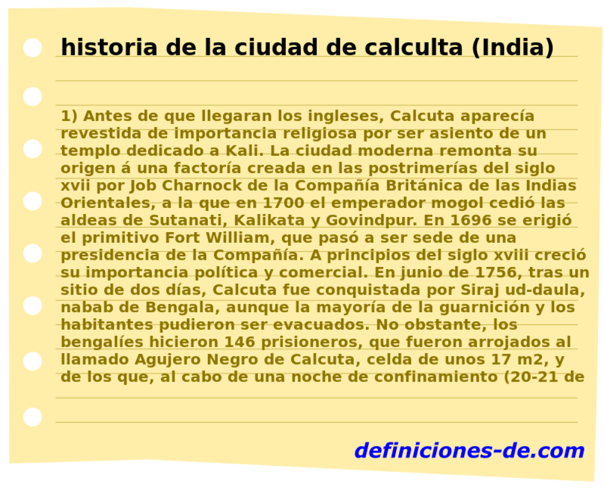 historia de la ciudad de calculta (India) 
