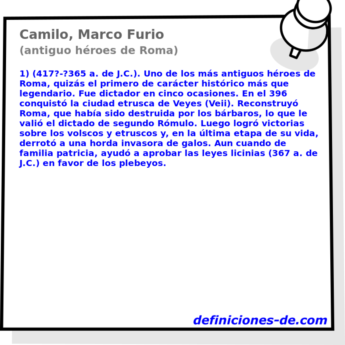 Camilo, Marco Furio (antiguo hroes de Roma)