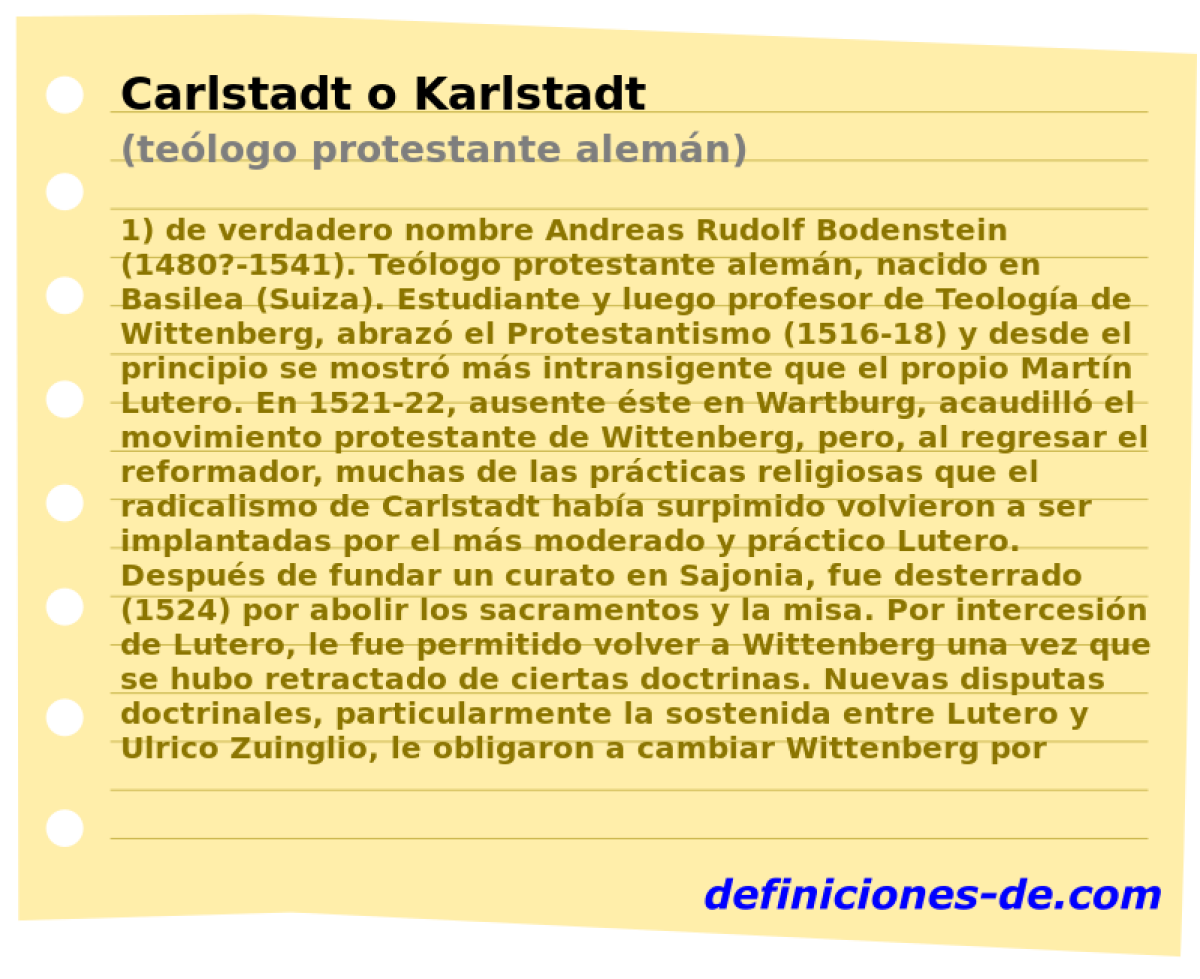 Carlstadt o Karlstadt (telogo protestante alemn)