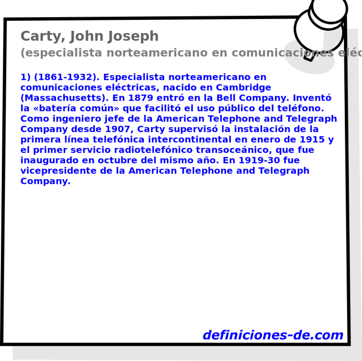 Carty, John Joseph (especialista norteamericano en comunicaciones elctricas)