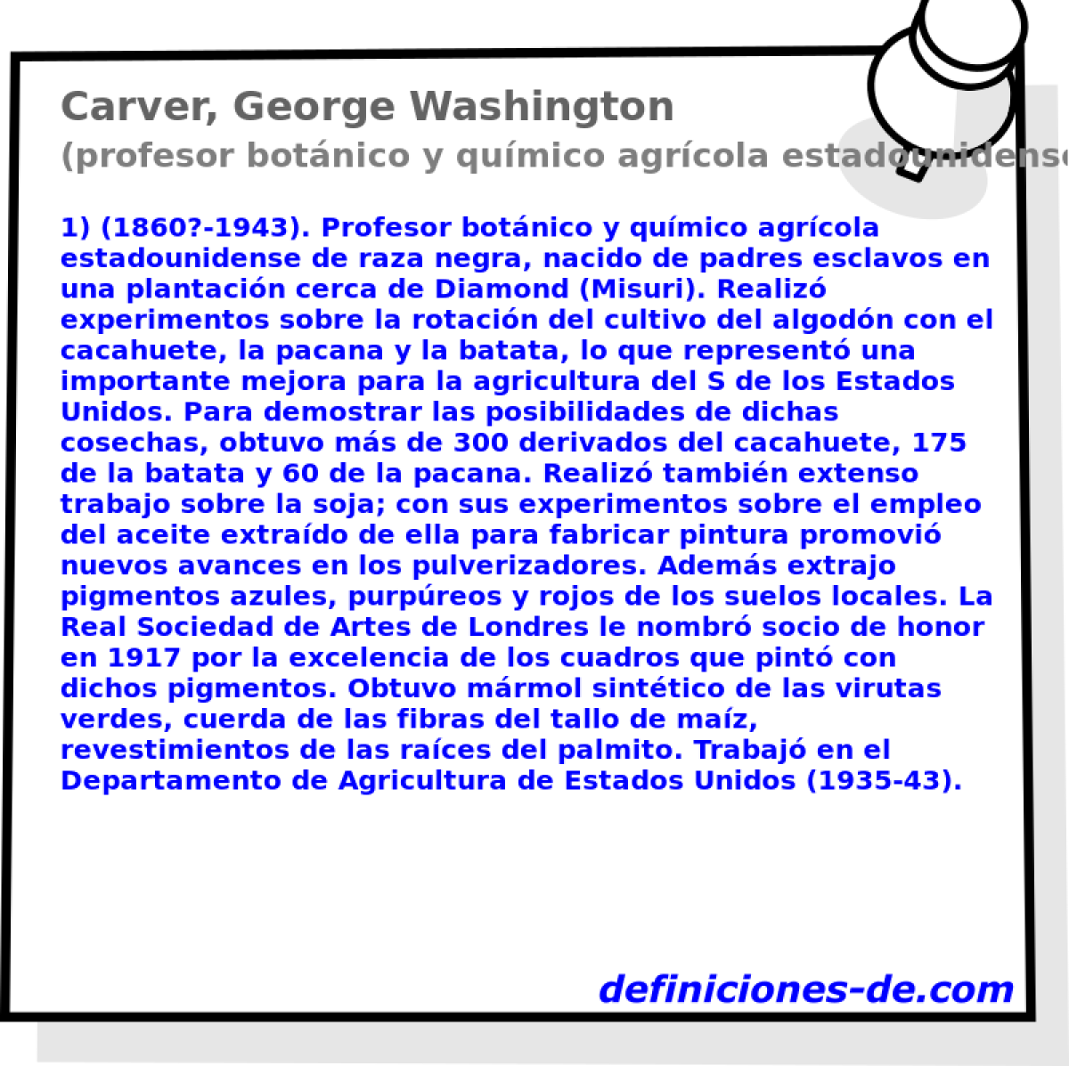 Carver, George Washington (profesor botnico y qumico agrcola estadounidense)