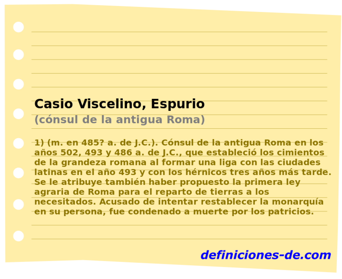 Casio Viscelino, Espurio (cnsul de la antigua Roma)