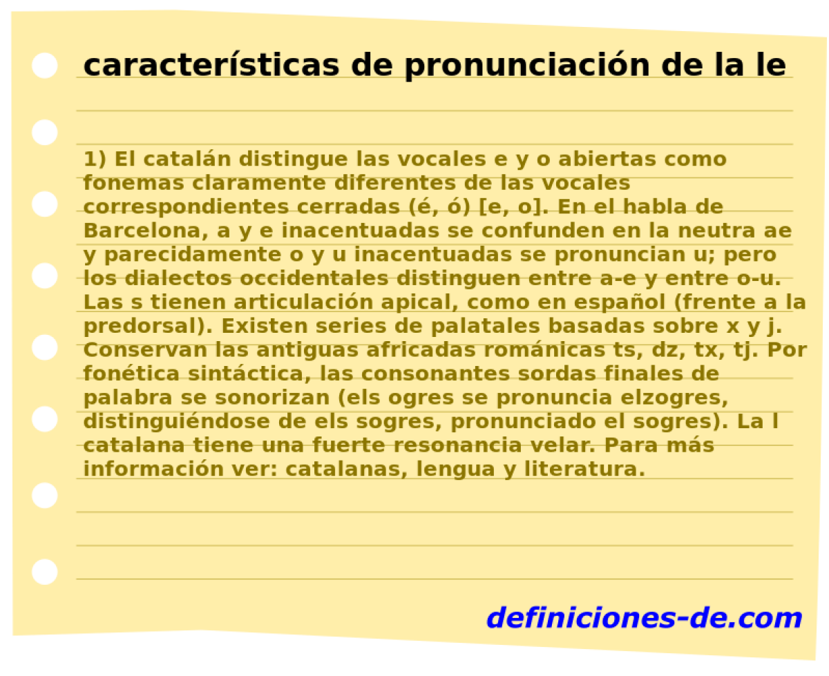 caractersticas de pronunciacin de la lengua catalana 