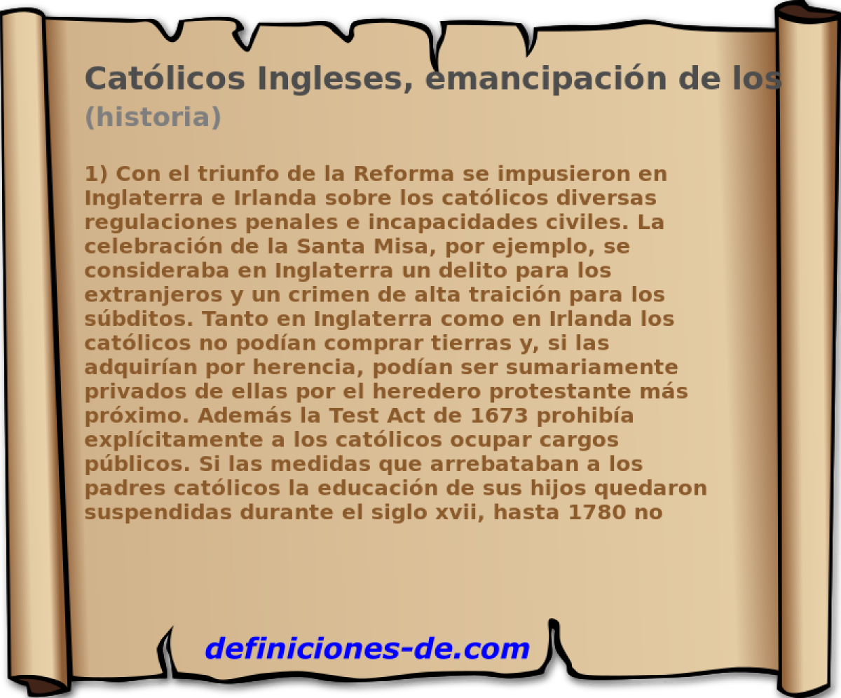 Catlicos Ingleses, emancipacin de los (historia)