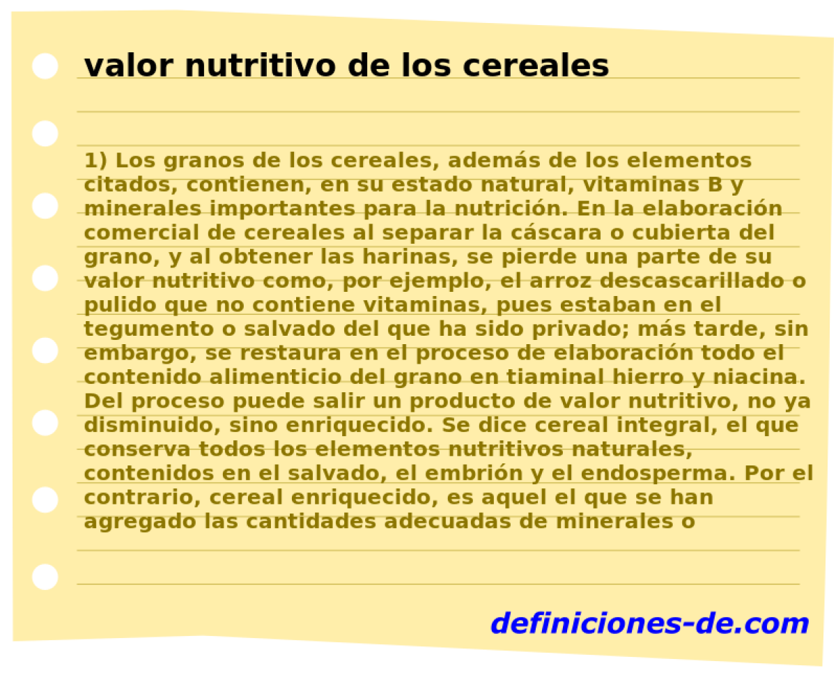 valor nutritivo de los cereales 