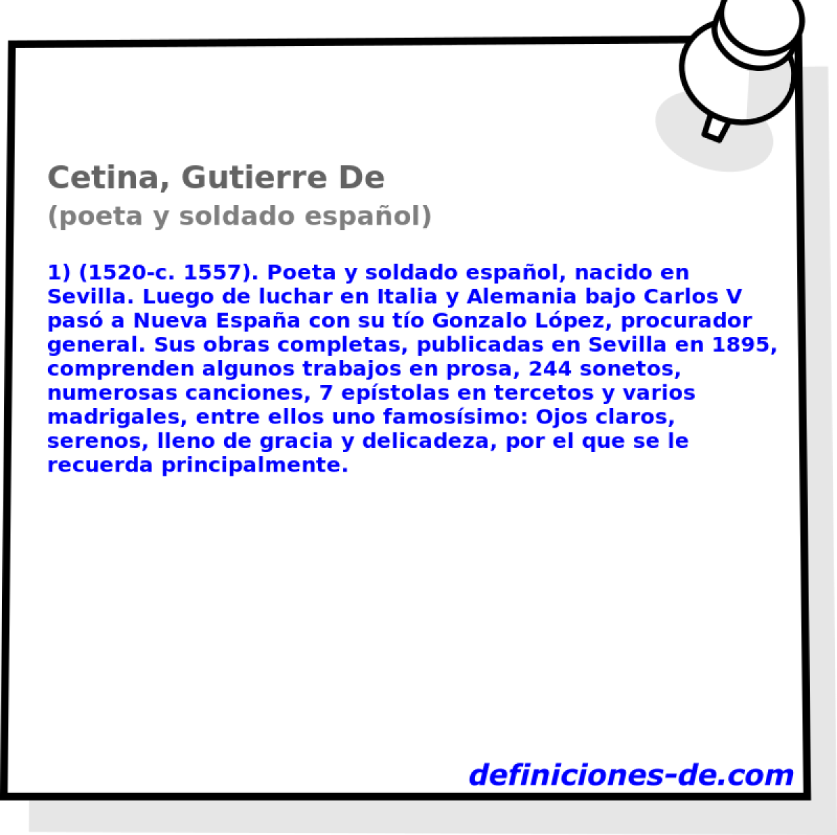 Cetina, Gutierre De (poeta y soldado espaol)