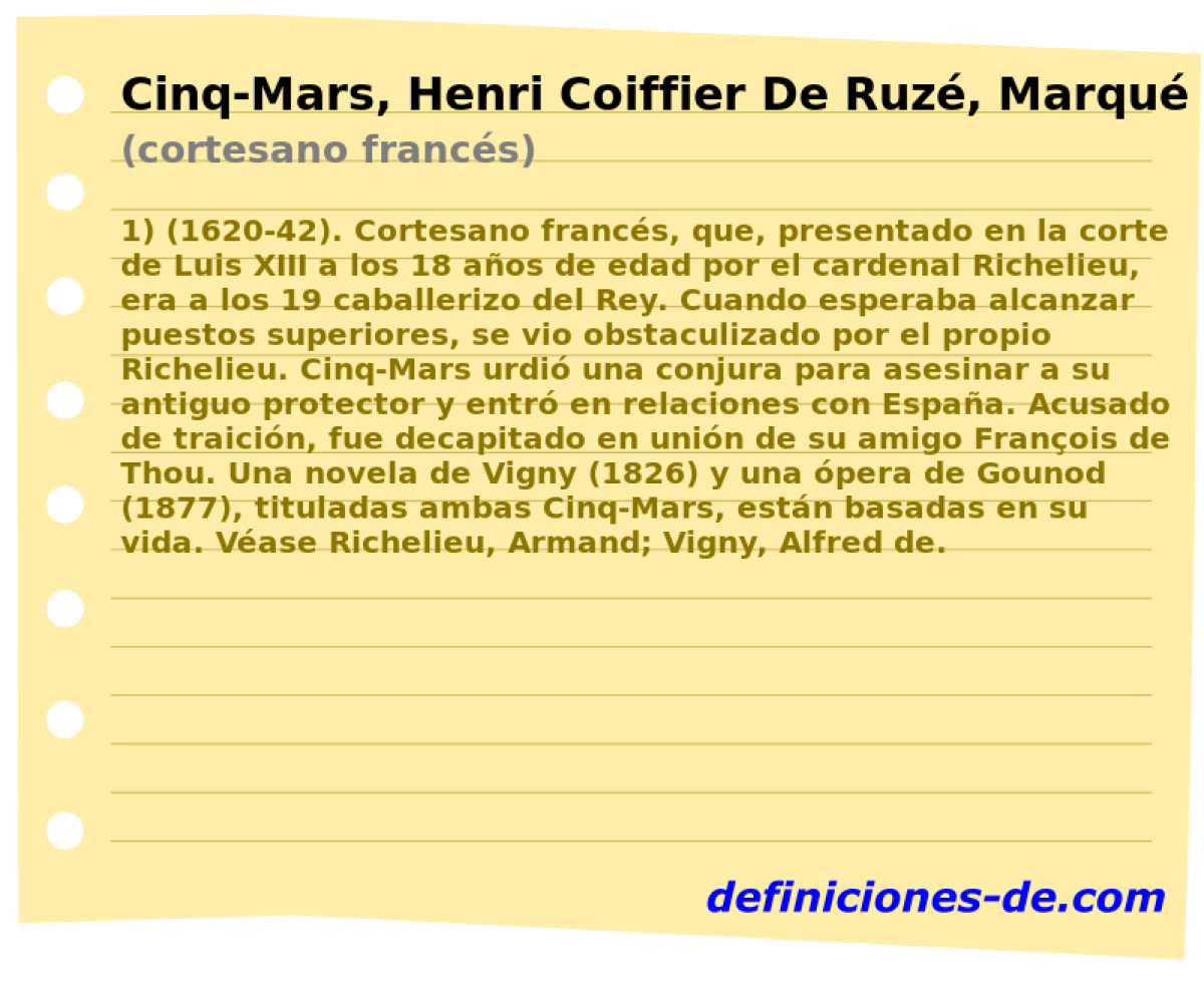 Cinq-Mars, Henri Coiffier De Ruz, Marqus De (cortesano francs)
