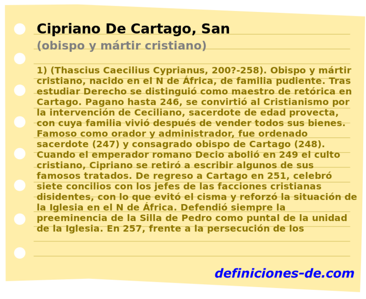 Cipriano De Cartago, San (obispo y mrtir cristiano)