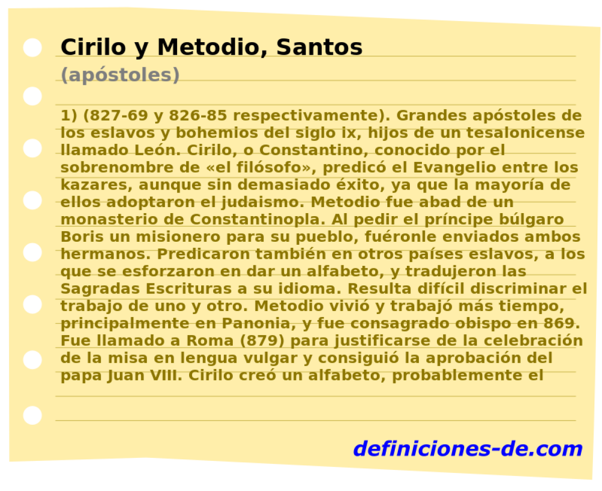 Cirilo y Metodio, Santos (apstoles)