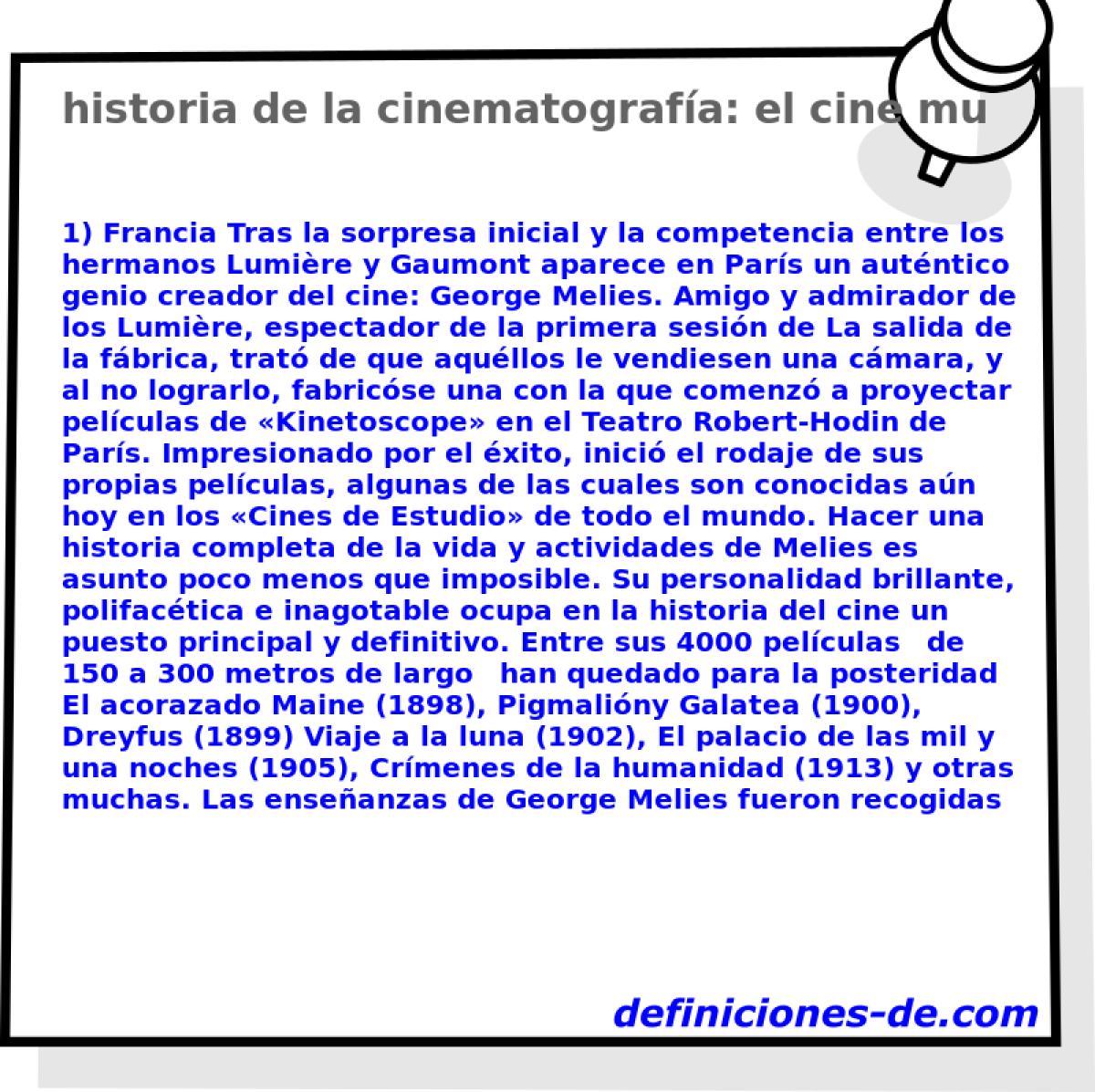 historia de la cinematografa: el cine mudo (1898-1930) 