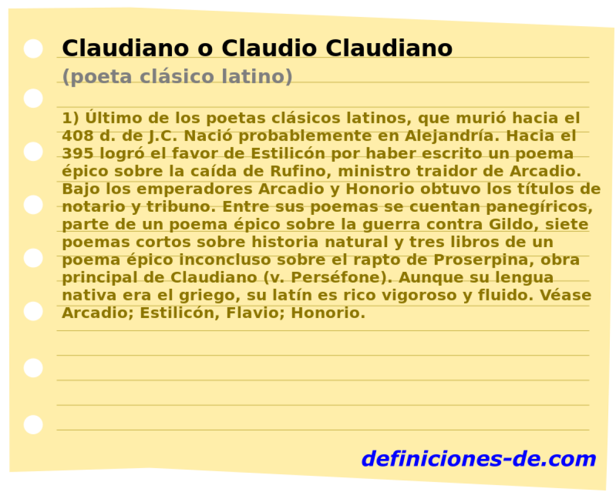 Claudiano o Claudio Claudiano (poeta clsico latino)