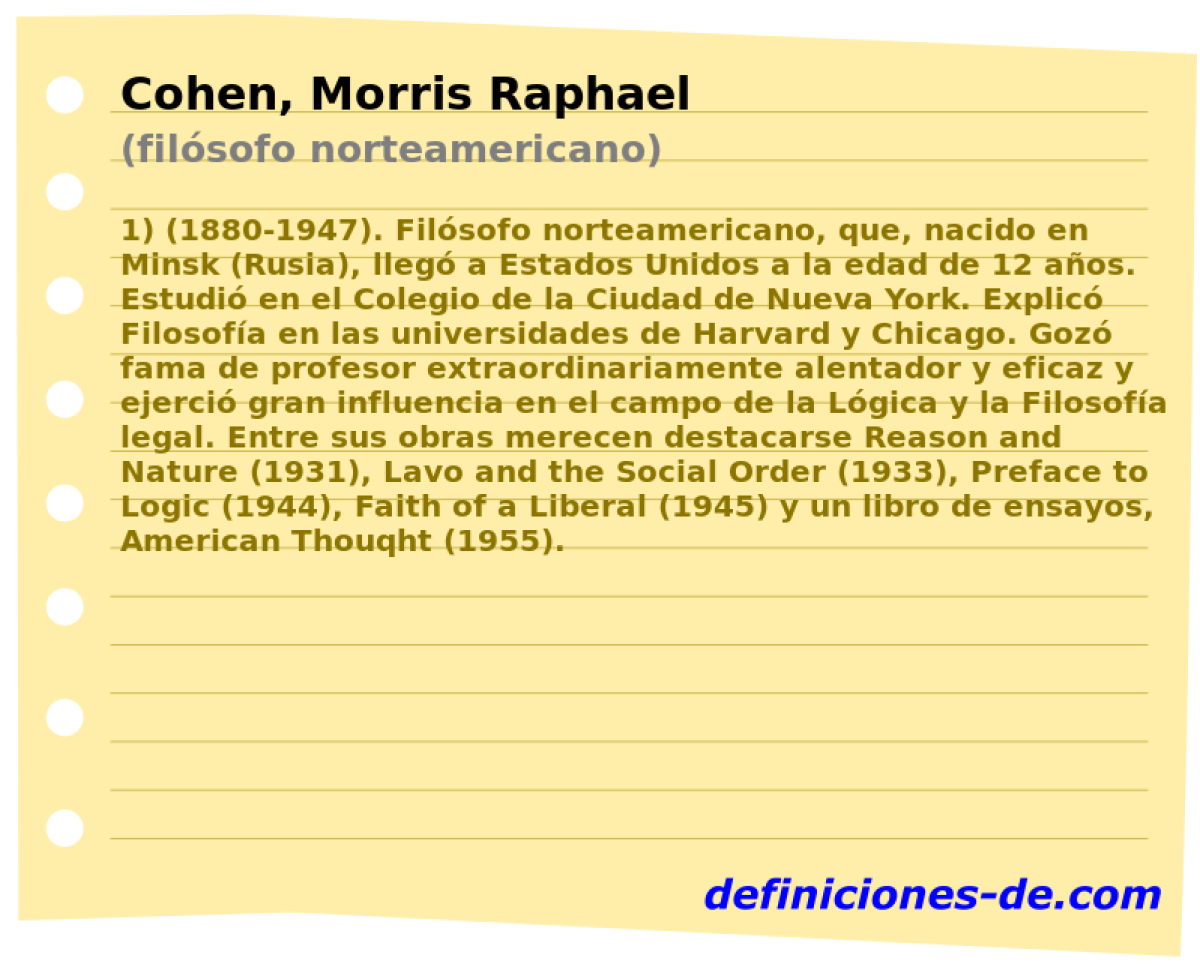 Cohen, Morris Raphael (filsofo norteamericano)