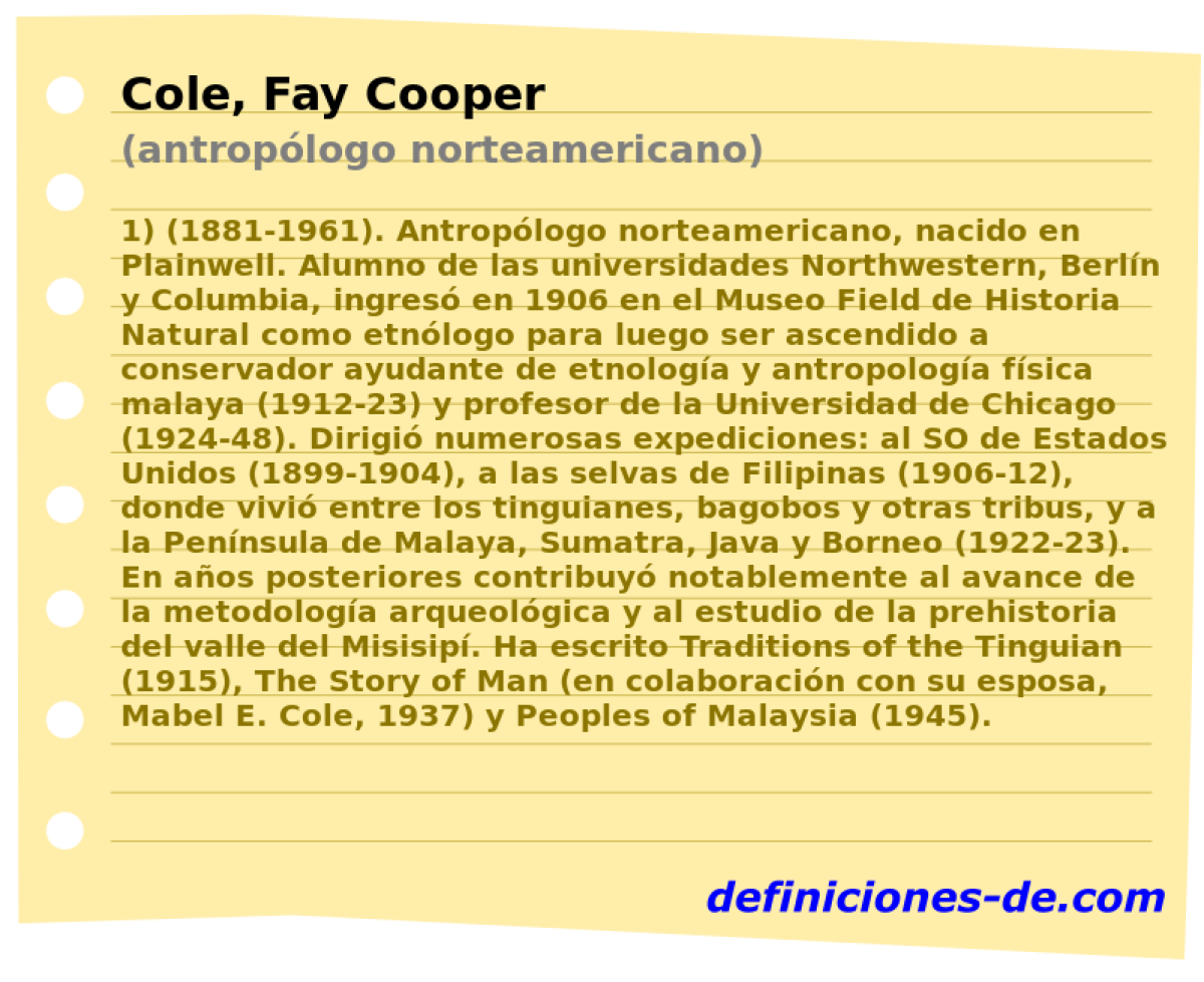 Cole, Fay Cooper (antroplogo norteamericano)