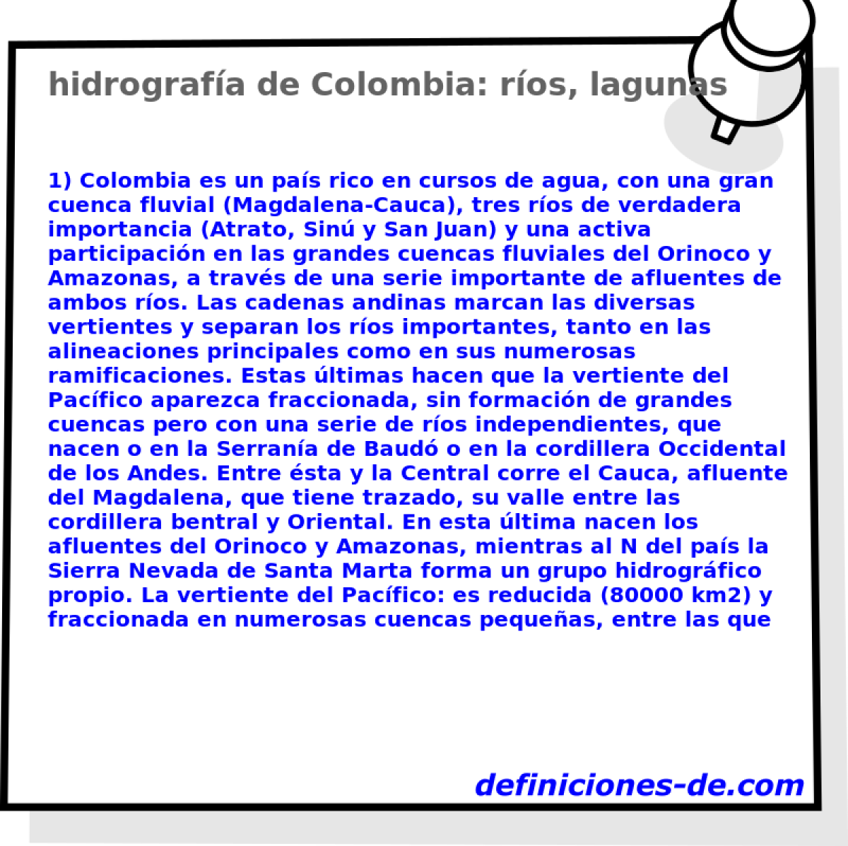 hidrografa de Colombia: ros, lagunas 