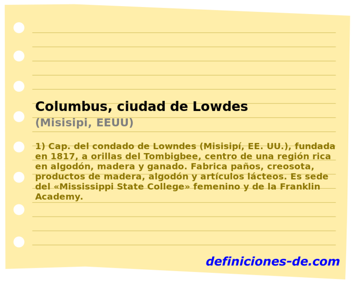 Columbus, ciudad de Lowdes (Misisipi, EEUU)