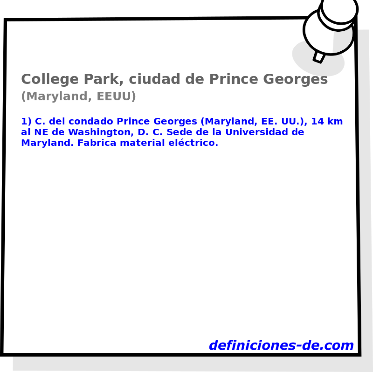 College Park, ciudad de Prince Georges (Maryland, EEUU)