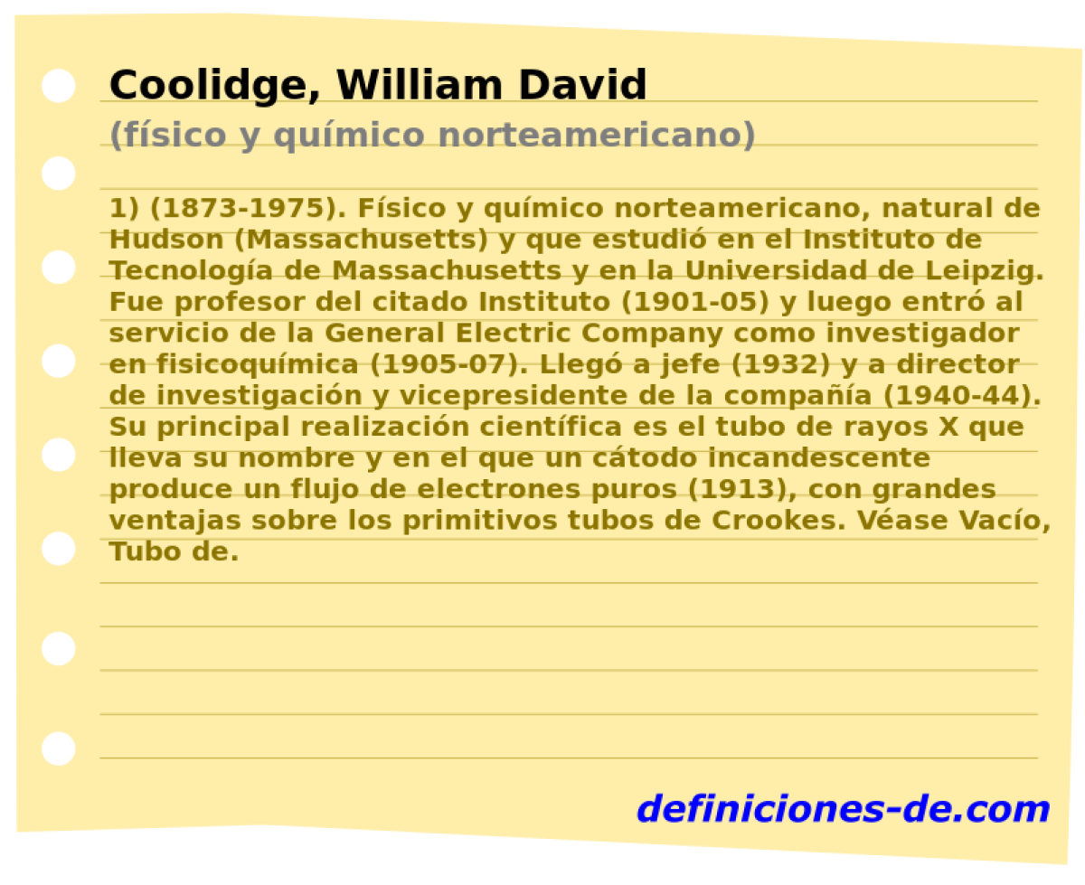 Coolidge, William David (fsico y qumico norteamericano)