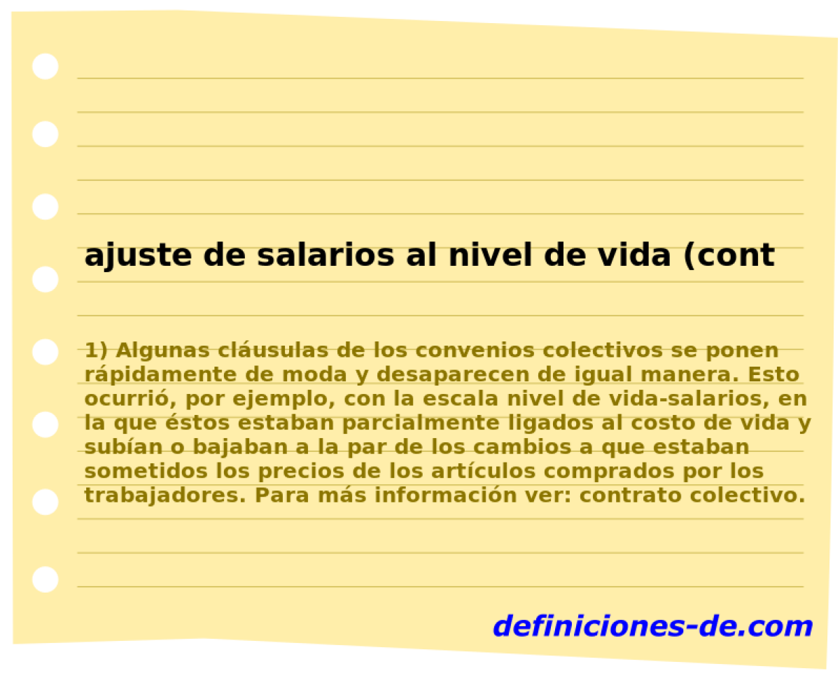 ajuste de salarios al nivel de vida (contrato colectivo) 