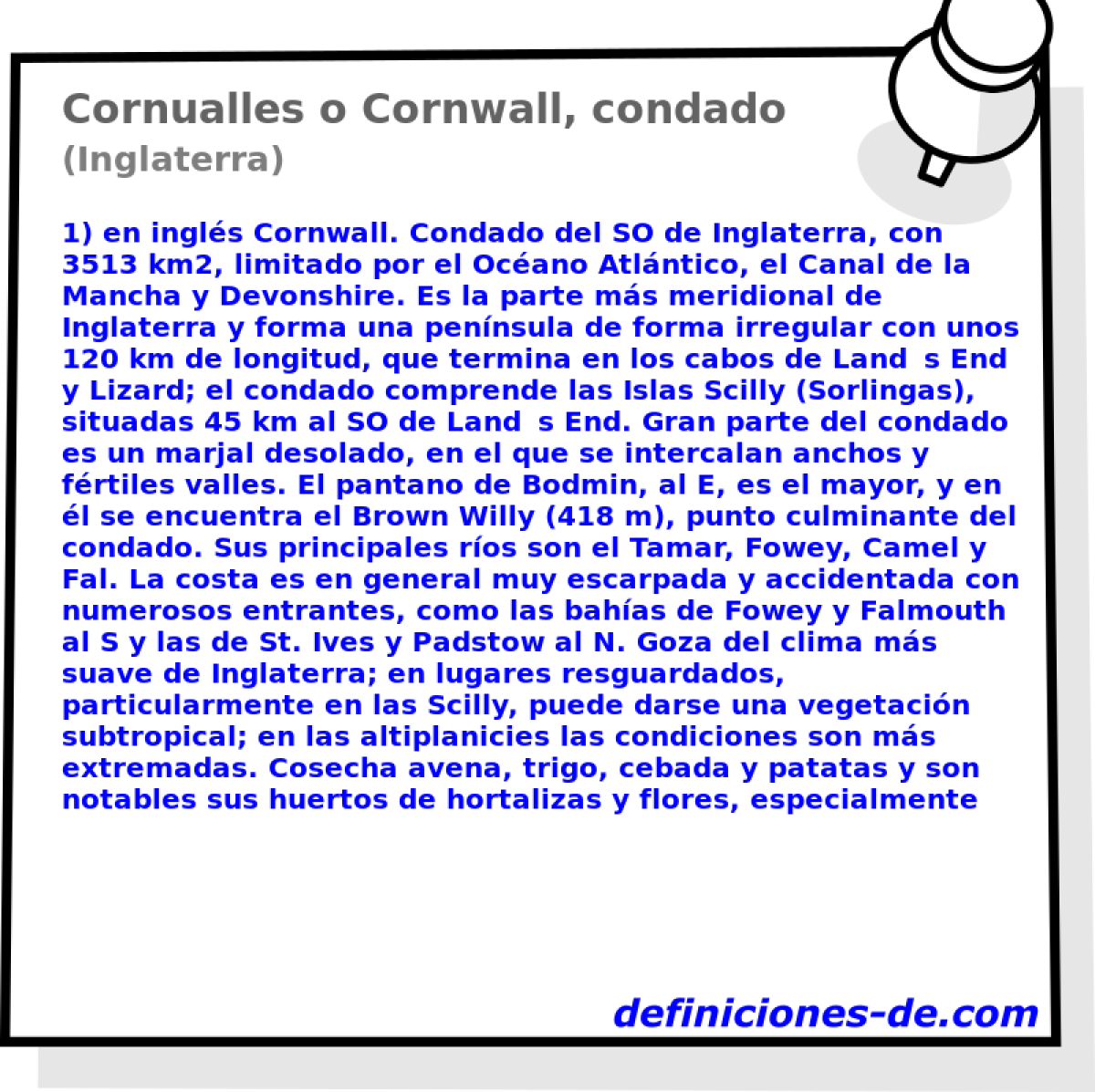 Cornualles o Cornwall, condado (Inglaterra)