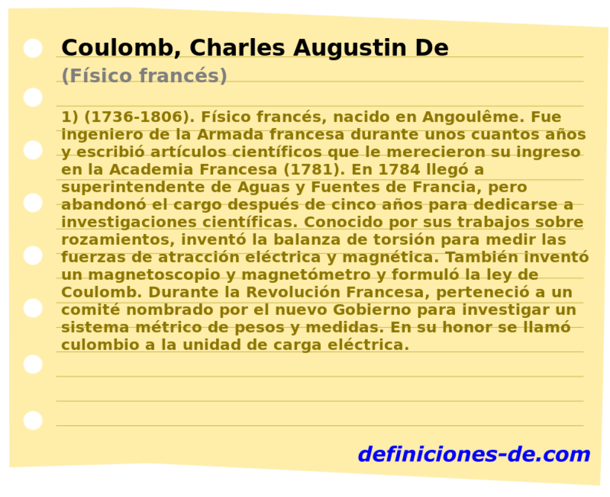 Coulomb, Charles Augustin De (Fsico francs)