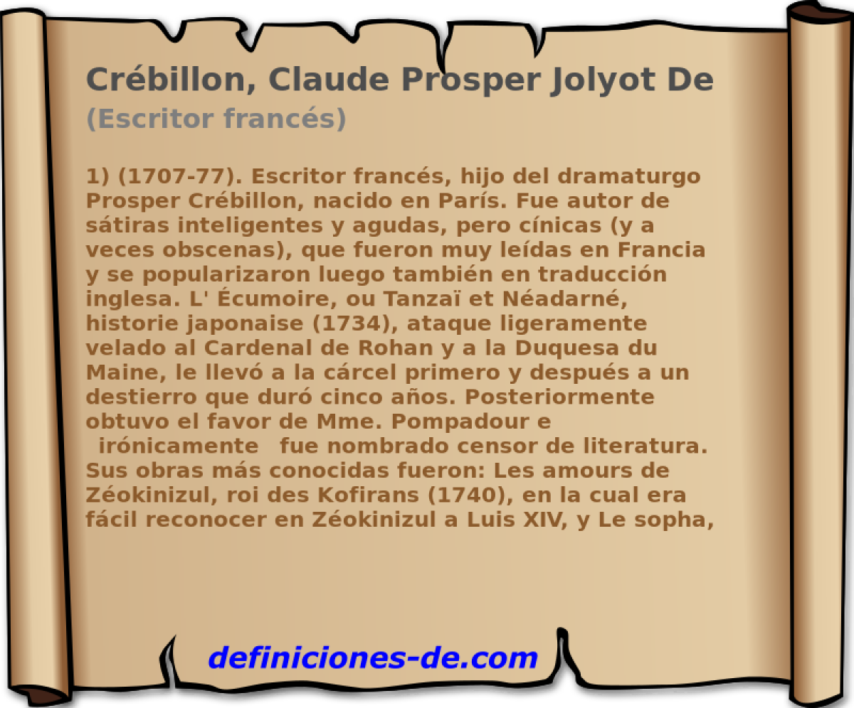 Crbillon, Claude Prosper Jolyot De (Escritor francs)
