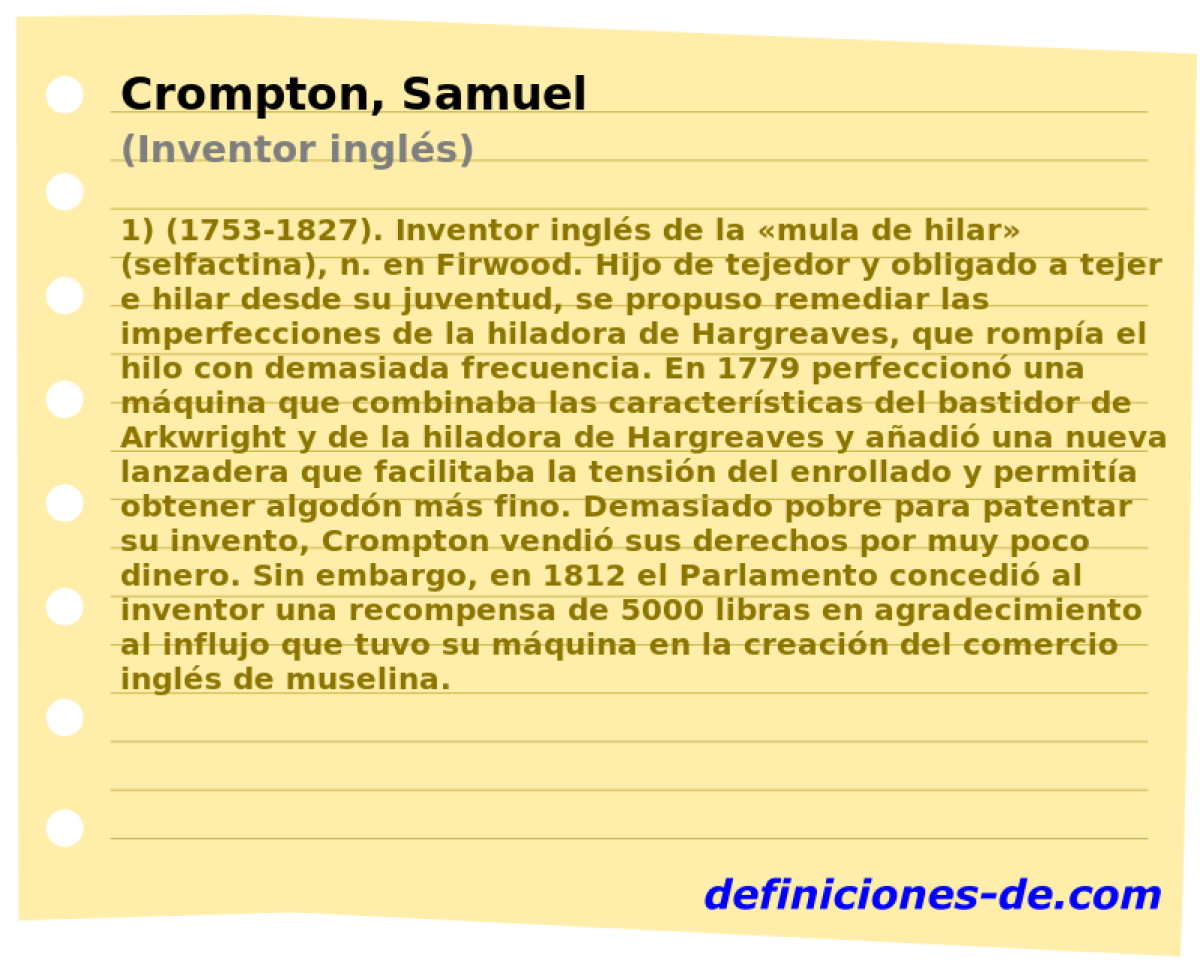 Crompton, Samuel (Inventor ingls)