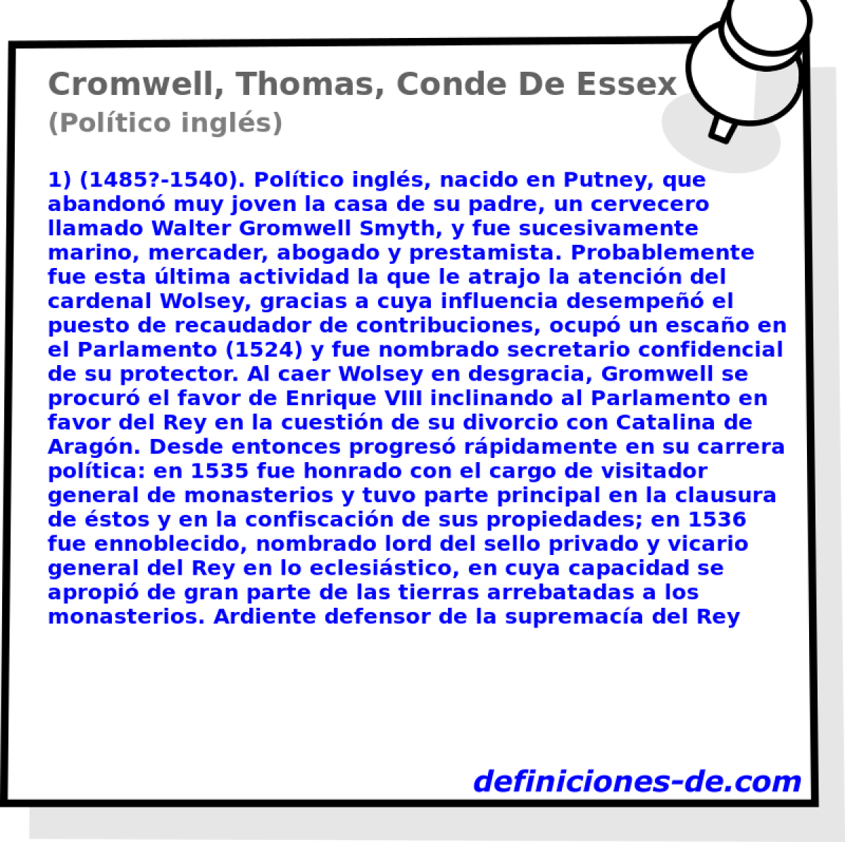 Cromwell, Thomas, Conde De Essex (Poltico ingls)