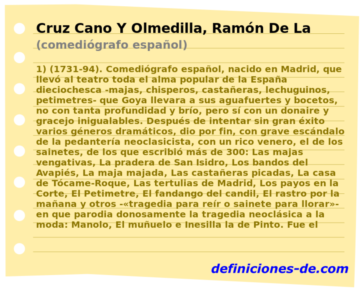 Cruz Cano Y Olmedilla, Ramn De La (comedigrafo espaol)
