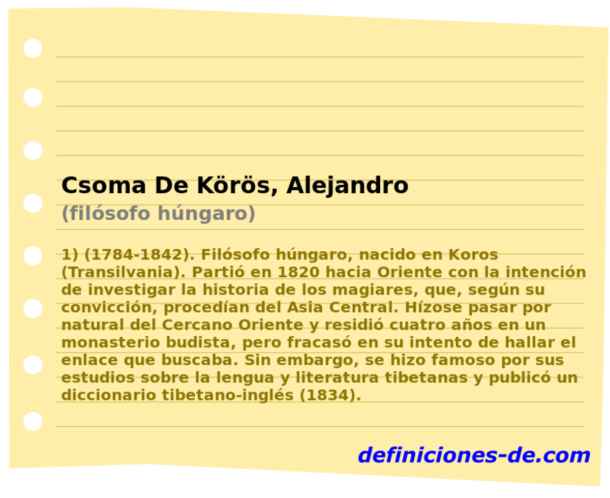 Csoma De Krs, Alejandro (filsofo hngaro)