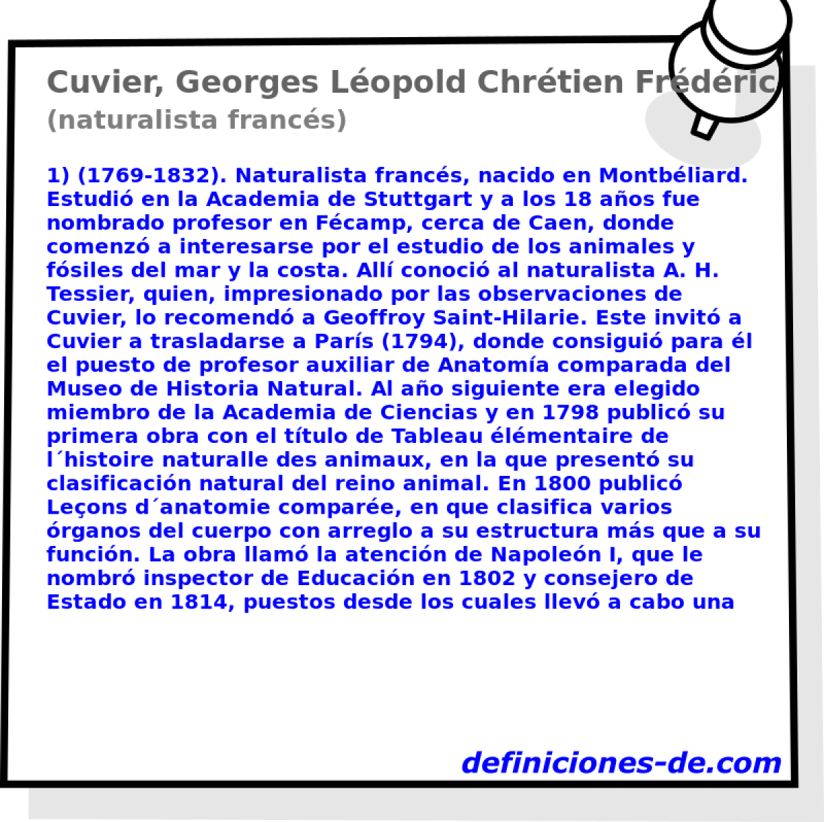 Cuvier, Georges Lopold Chrtien Frdric Dagobert, Baron (naturalista francs)