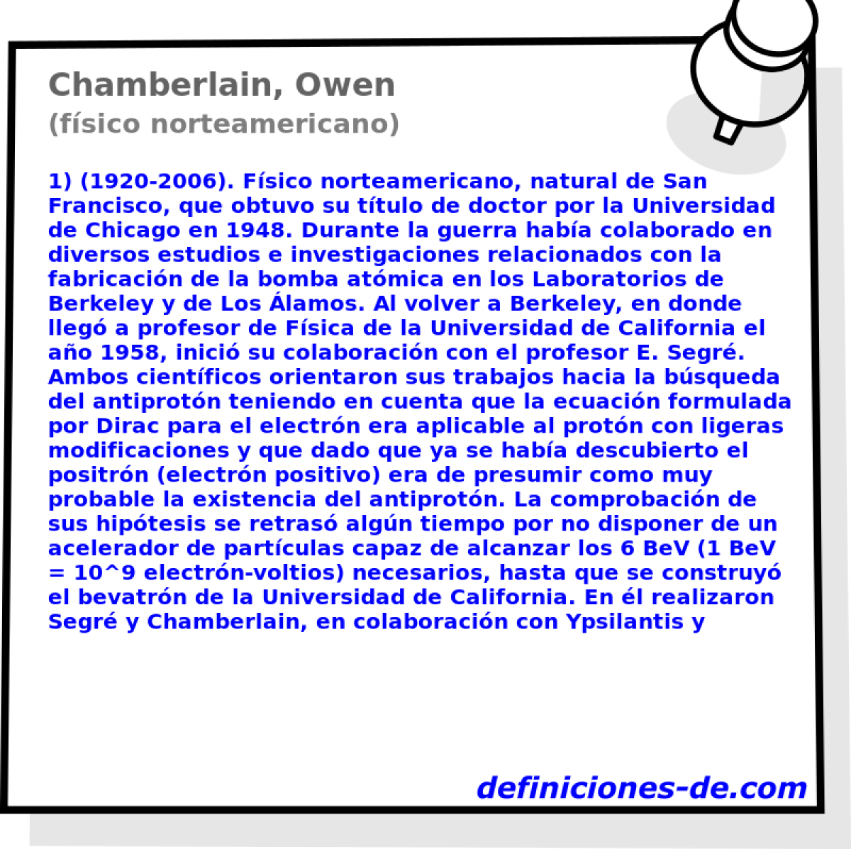 Chamberlain, Owen (fsico norteamericano)