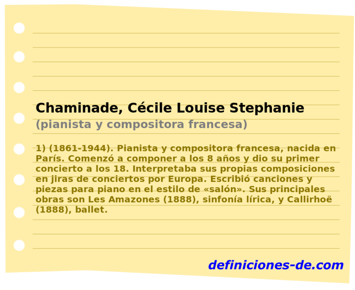 Chaminade, Ccile Louise Stephanie (pianista y compositora francesa)