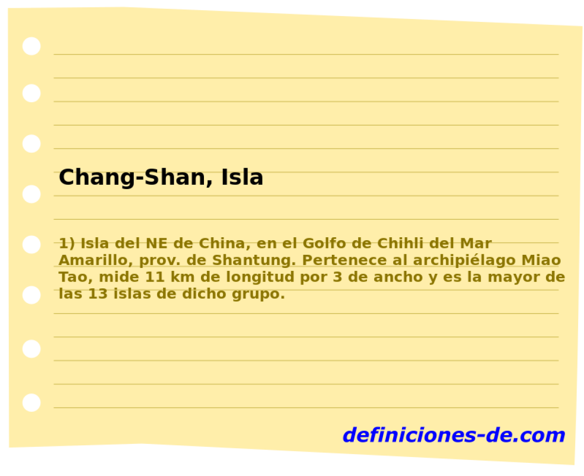 Chang-Shan, Isla 