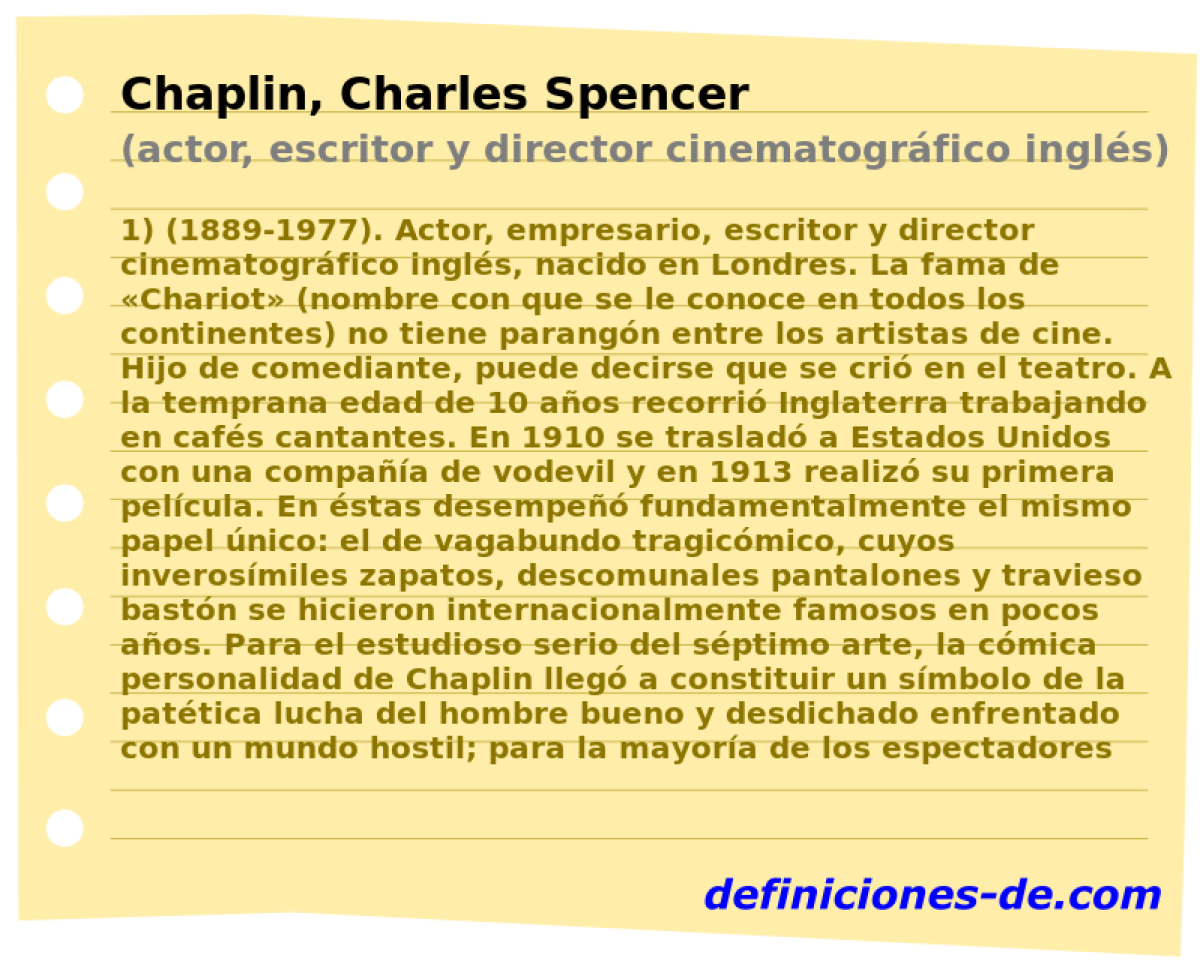Chaplin, Charles Spencer (actor, escritor y director cinematogrfico ingls)