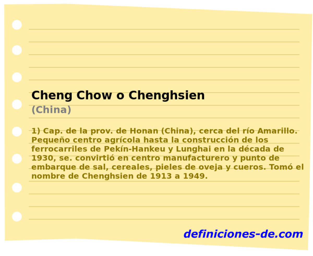 Cheng Chow o Chenghsien (China)
