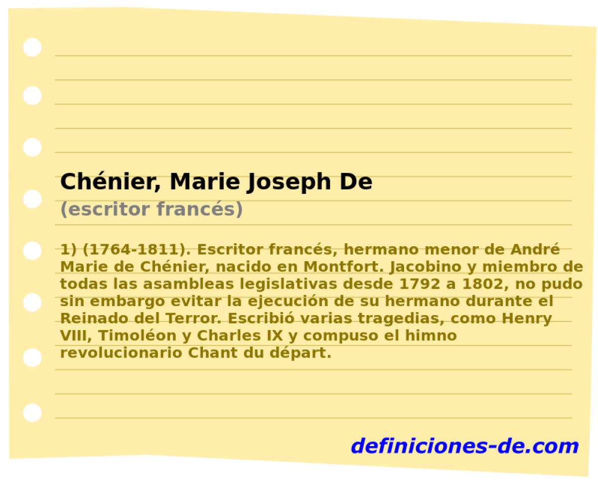 Chnier, Marie Joseph De (escritor francs)