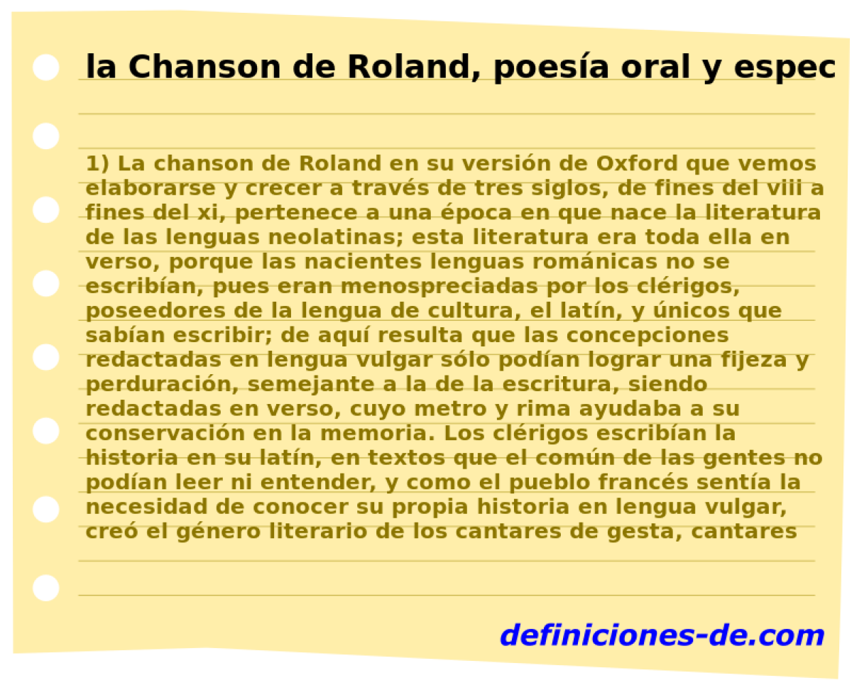 la Chanson de Roland, poesa oral y espectculo pblico 
